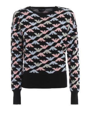 EMPORIO ARMANI: maglia collo rotondo - Maglia con aquile jacquard all over