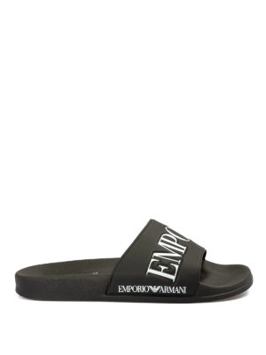 EMPORIO ARMANI: flip flops - Logo rubber slide sandals