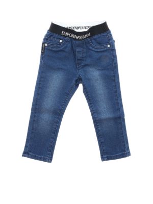 EMPORIO ARMANI: jeans - Blue jeans with logo band