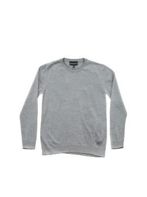 EMPORIO ARMANI: knitwear - Grey pullover with green edges