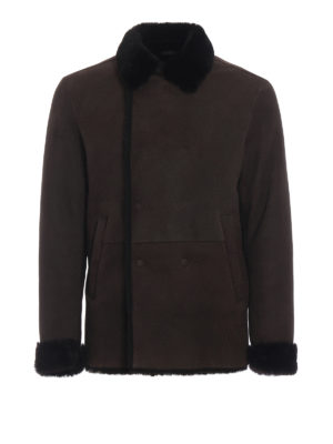EMPORIO ARMANI: giacche in pelle - Giacca in shearling con pelliccia