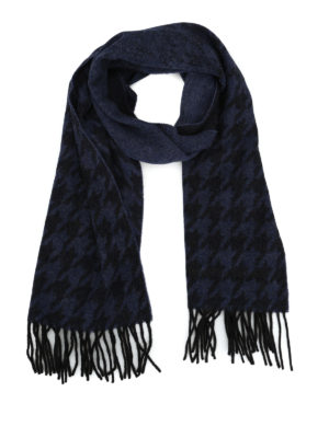 EMPORIO ARMANI: sciarpe e foulard - Sciarpa in cashmere e lana pied-de-poule blu
