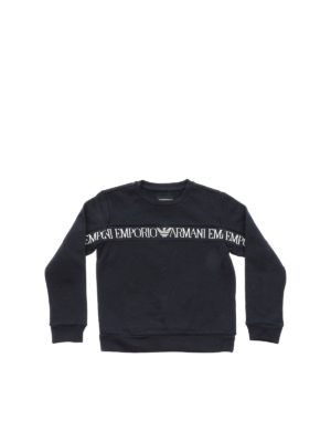 EMPORIO ARMANI: Sweatshirts & Sweaters - Blue sweatshirt with embroidered logo