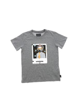 EMPORIO ARMANI: t-shirts - Grey bear printed t-shirt