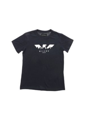 EMPORIO ARMANI: t-shirts - Milano printed t-shirt in blue