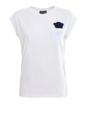 EMPORIO ARMANI: t-shirt - T-shirt in cotone con dettaglio in velluto