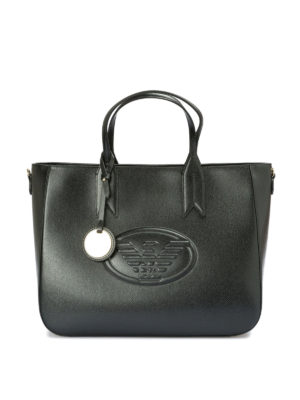 EMPORIO ARMANI: shopper - Borsa in finta pelle con logo goffrato