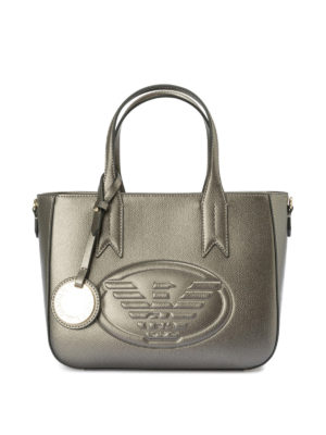 EMPORIO ARMANI: shopper - Borsa in finta pelle metallizzata