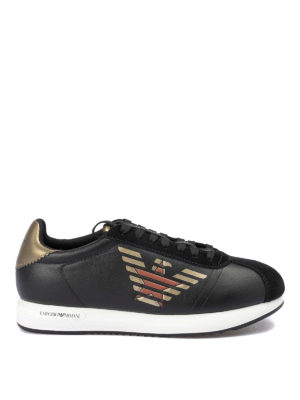 EMPORIO ARMANI: trainers - Leather logoed sneakers