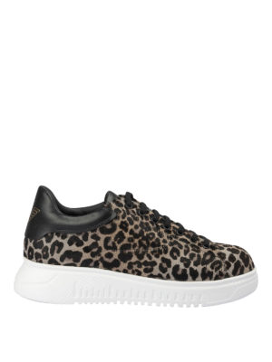 EMPORIO ARMANI: trainers - Leo print calf hair sneakers