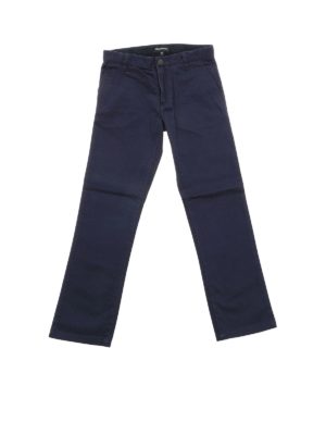 EMPORIO ARMANI: trousers - Blue trousers with metal logo