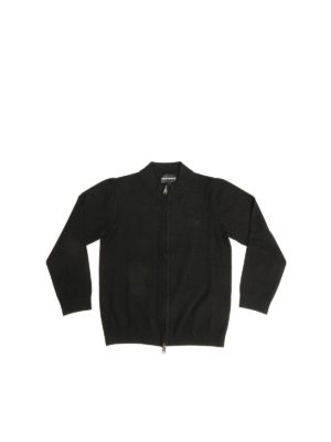 EMPORIO ARMANI: Turtlenecks & Polo necks - Black cardigan with logo