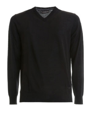 EMPORIO ARMANI: maglia collo a v - Maglione a V in lana vergine
