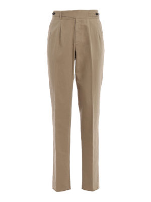 ERMENEGILDO ZEGNA: pantaloni casual - Pantaloni in cotone e lino Summer Chino