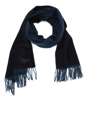 ERMENEGILDO ZEGNA: sciarpe e foulard - Sciapa in seta blu sfrangiata double face