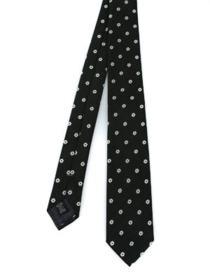 ERMENEGILDO ZEGNA: cravatte e papillion - Cravatta in seta jacquard nera a fiori