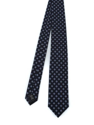 ERMENEGILDO ZEGNA: cravatte e papillion - Cravatta in rigatino di seta blu e fiori