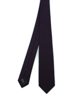 ERMENEGILDO ZEGNA: cravatte e papillion - Cravatta in seta jacquard blu a pois rossi