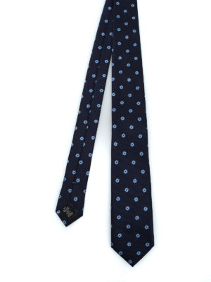 ERMENEGILDO ZEGNA: cravatte e papillion - Cravatta in seta jacquard blu a fiori