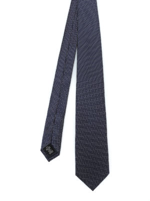 ERMENEGILDO ZEGNA: cravatte e papillion - Cravatta in seta blu scuro fantasia