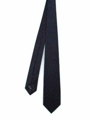 ERMENEGILDO ZEGNA: cravatte e papillion - Cravatta in seta lucida jacquard blu scuro