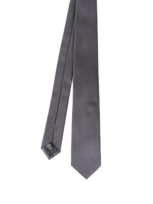 Ermenegildo Zegna: ties & bow ties - Dark grey silk satin tie