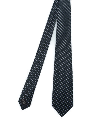 ERMENEGILDO ZEGNA: cravatte e papillion - Cravatta in seta nera a motivo geometrico