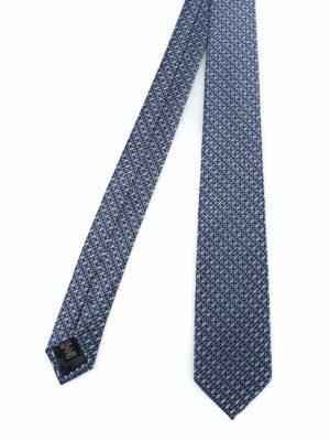 ERMENEGILDO ZEGNA: cravatte e papillion - Cravatta in seta blu a motivo geometrico