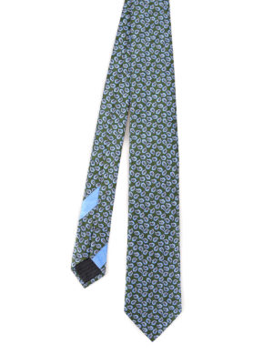 ERMENEGILDO ZEGNA: ties & bow ties - Green and light blue patterned tie