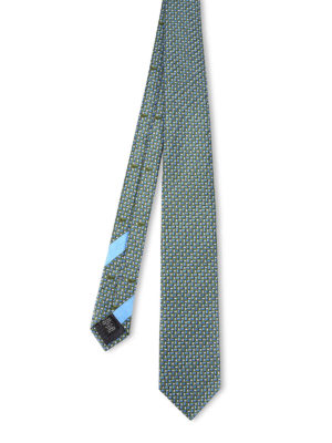 ERMENEGILDO ZEGNA: ties & bow ties - Green mini fountain pen patterned tie