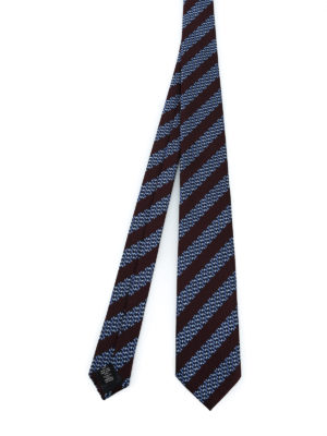 ERMENEGILDO ZEGNA: cravatte e papillion - Cravatta in seta a righe e micro motivo