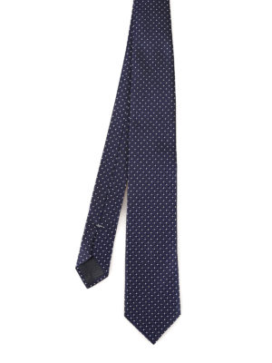 ERMENEGILDO ZEGNA: ties & bow ties - Pinpoint dark blue tie