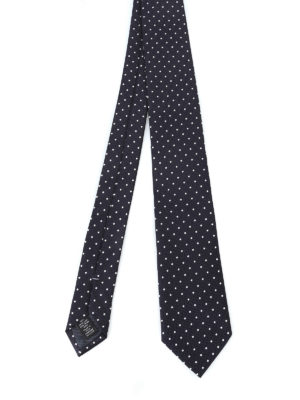 ERMENEGILDO ZEGNA: cravatte e papillion - Cravatta in seta blu scuro con motivo a pois