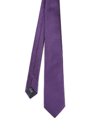 ERMENEGILDO ZEGNA: ties & bow ties - Purple geometrical pattern tie