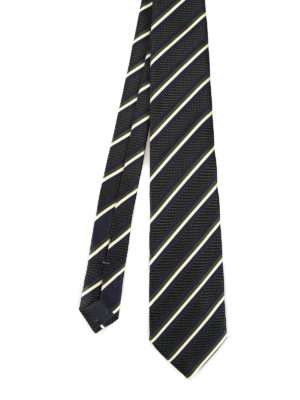 ERMENEGILDO ZEGNA: cravatte e papillion - Cravatta in seta blu e verde a righe