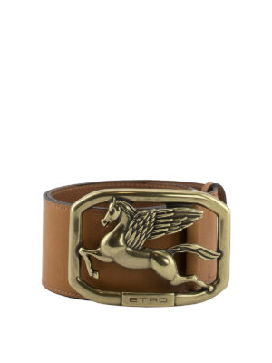 ETRO: belts - Pegaso buckle leather belt