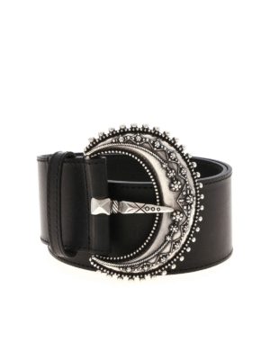 ETRO: belts - Silver buckle belt in black