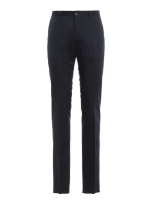 ETRO: pantaloni casual - Pantaloni slim in cotone blu scuro