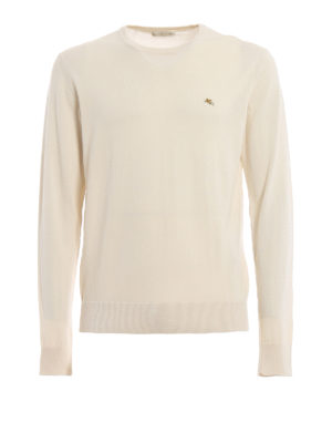 ETRO: maglia collo rotondo - Maglione girocollo in cotone color crema