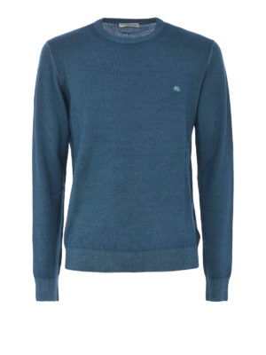 ETRO: maglia collo rotondo - Girocollo in lana color petrolio