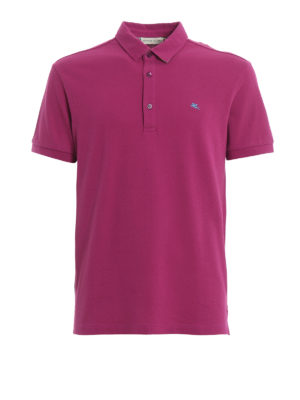 ETRO: polo - Polo viola con retrocollo stampa paisley