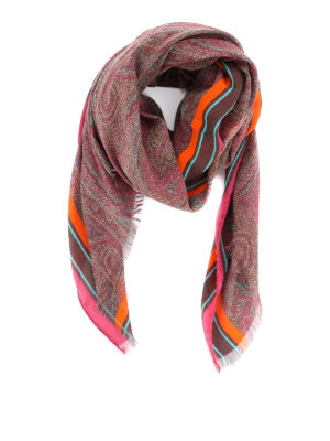 ETRO: scarves - Delhy logo Paisley cashmere blend scarf
