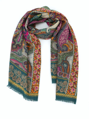 ETRO: sciarpe e foulard - Sciarpa Delhy in lana e seta jacquard Paisley