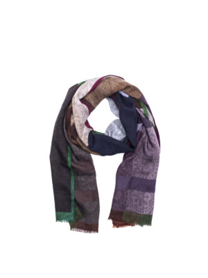 ETRO: sciarpe e foulard - Sciarpa in lana e seta con stampa multicolore