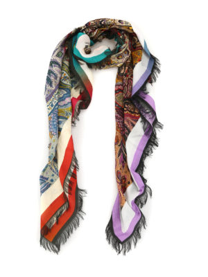 ETRO: sciarpe e foulard - Sciarpa in lana e seta con motivo floreale