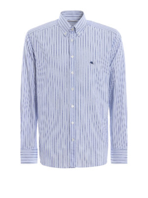 ETRO: camicie - Camicia Andy in cotone a righe con ricami