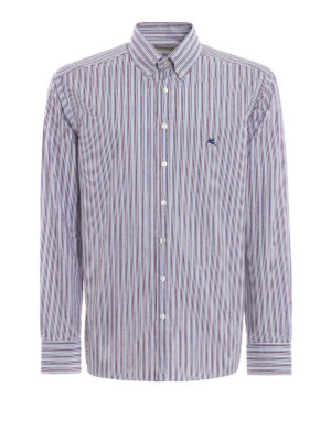 ETRO: camicie - Camicia Andy a righe con ricami
