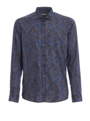 ETRO: camicie - Camicia in cotone stampa paisley blu