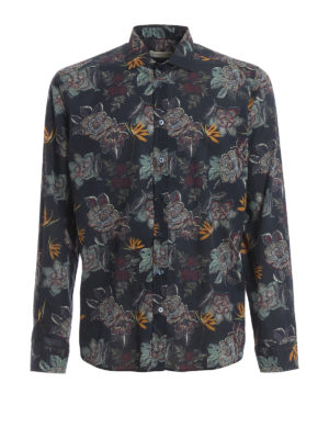 ETRO: camicie - Camicia in cotone a fiori sfondo blu