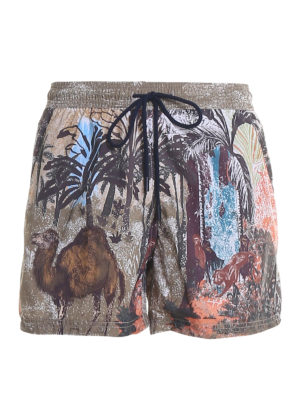 ETRO: Swim shorts & swimming trunks - Rubber logo patch patterned swim shorts